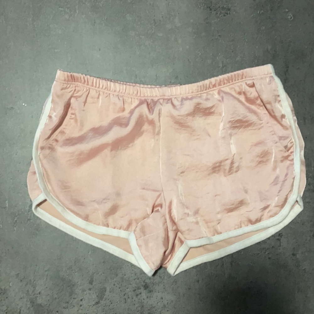 PACsun Pink/white trim silky running shorts